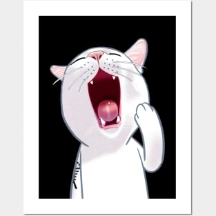 White Cat Gape Posters and Art